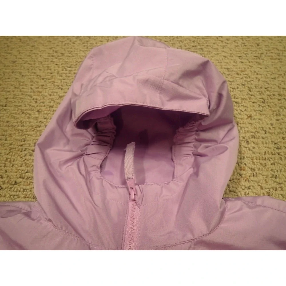 Eddie Bauer Windbreaker Jacket Girls 10/12 Purple Grey Excellent Colorblock Hood
